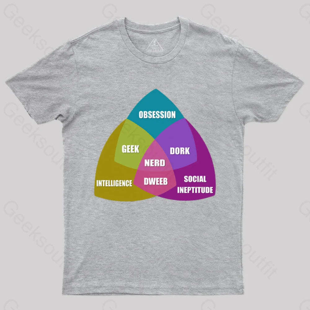 Nerd Venn Diagram T-Shirt Grey / S
