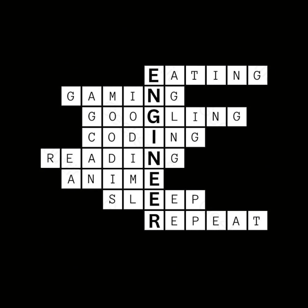 Nerdy Engineer Puzzle Crossword Geek T-Shirt
