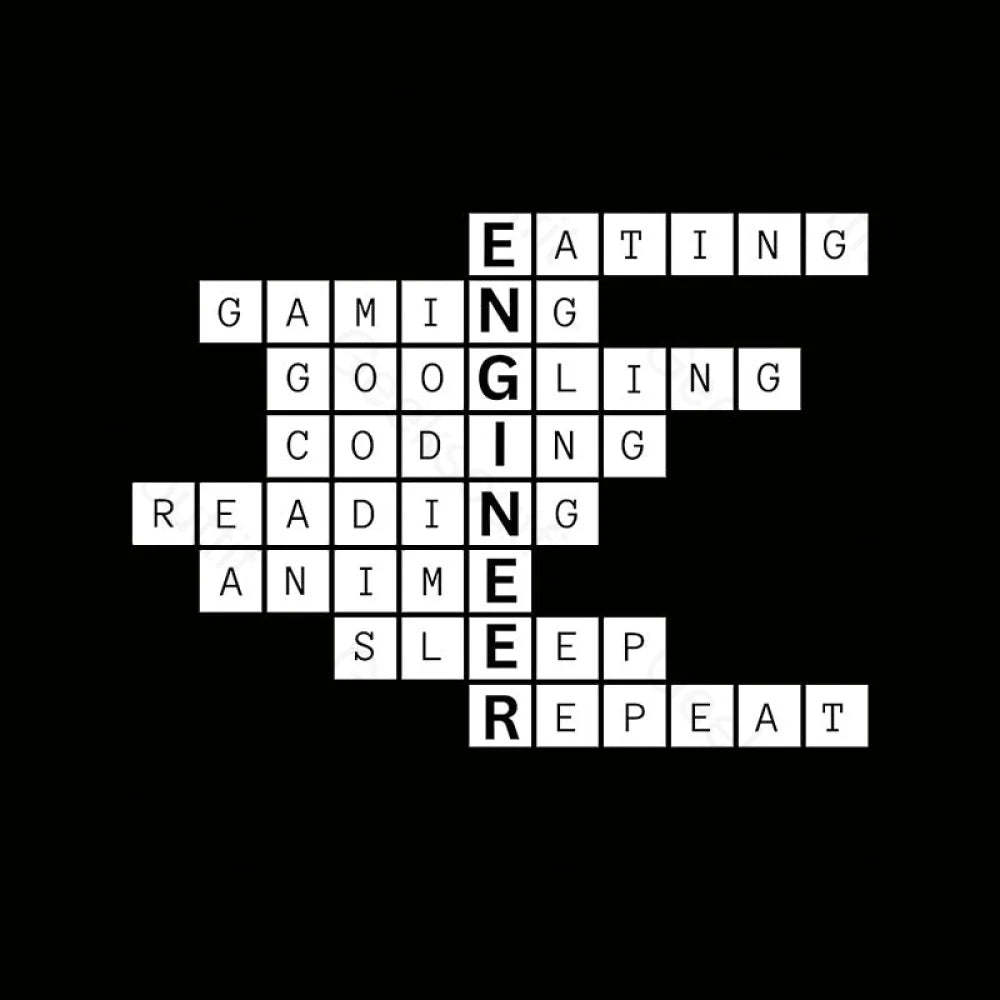 Nerdy Engineer Puzzle Crossword Geek T-Shirt