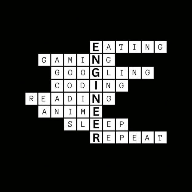 Nerdy Engineer Puzzle Crossword Geek T-Shirt
