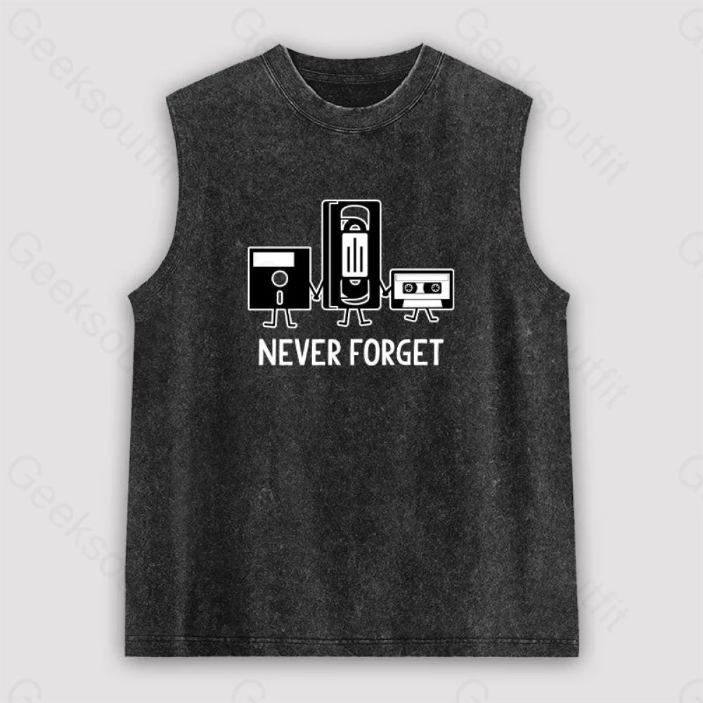 Never Forget Unisex Washed Tank Black / S