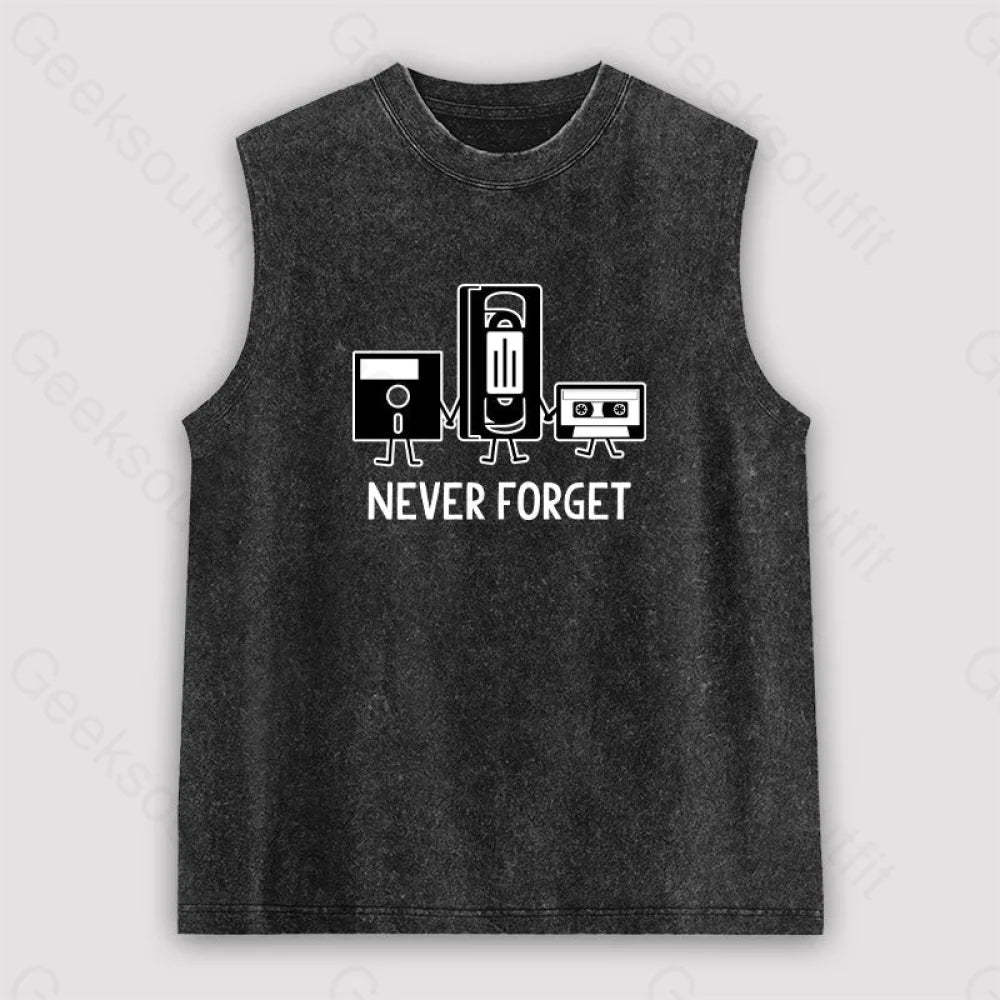Never Forget Unisex Washed Tank Black / S
