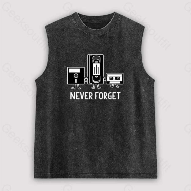 Never Forget Unisex Washed Tank Black / S
