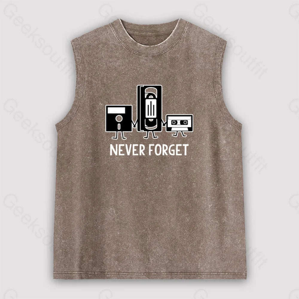 Never Forget Unisex Washed Tank Brown / S