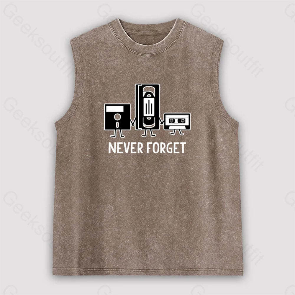 Never Forget Unisex Washed Tank Brown / S