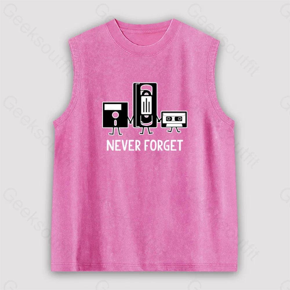 Never Forget Unisex Washed Tank Pink / S