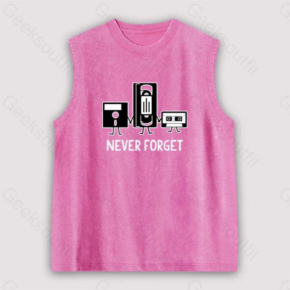 Never Forget Unisex Washed Tank Pink / S