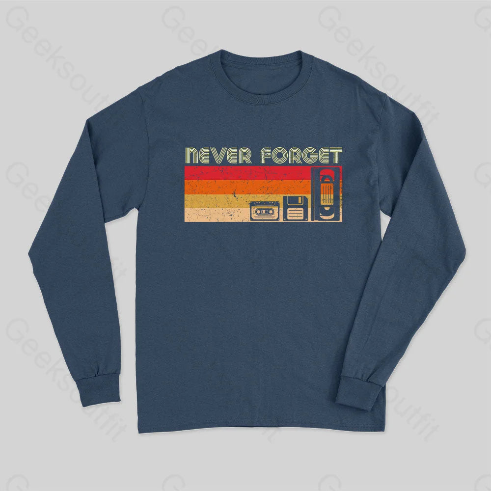 Never Forget Video Long Sleeve T-Shirt Navy / S