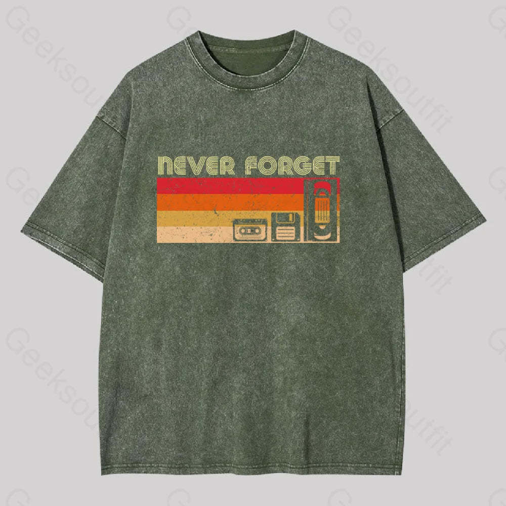 Never Forget Video Washed T-Shirt Army Green / S