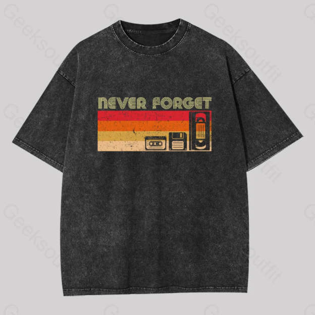 Never Forget Video Washed T-Shirt Black / S