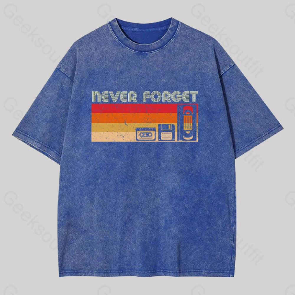 Never Forget Video Washed T-Shirt Blue / S