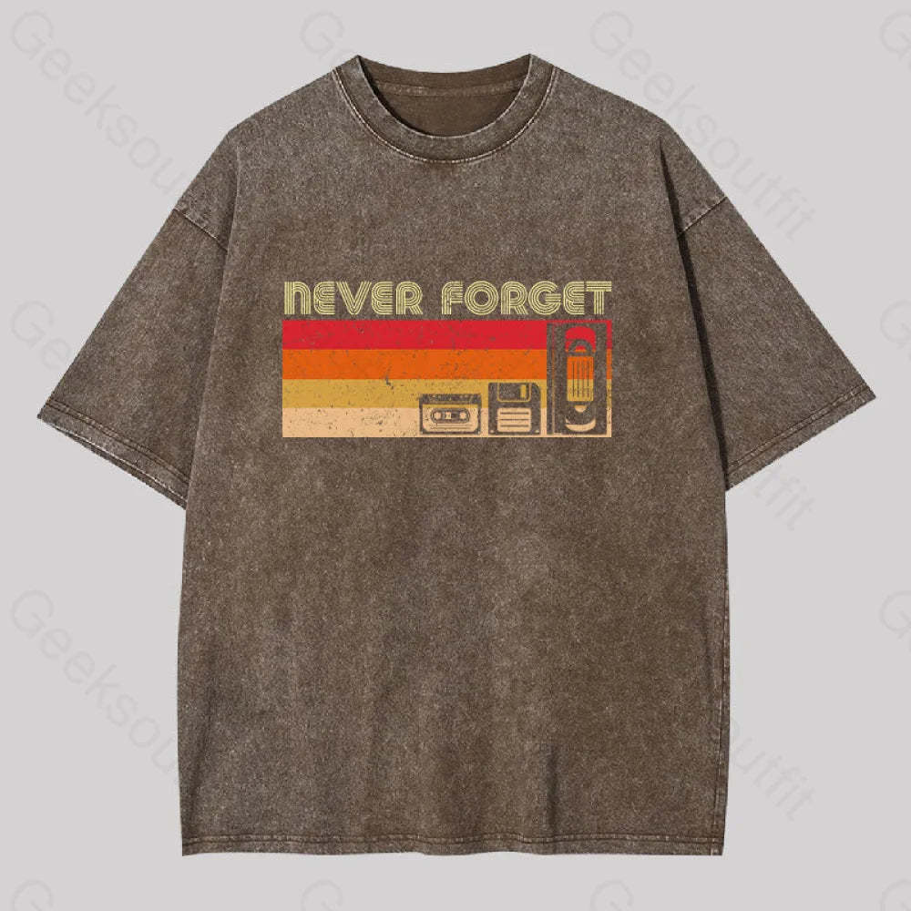 Never Forget Video Washed T-Shirt Coffee / S