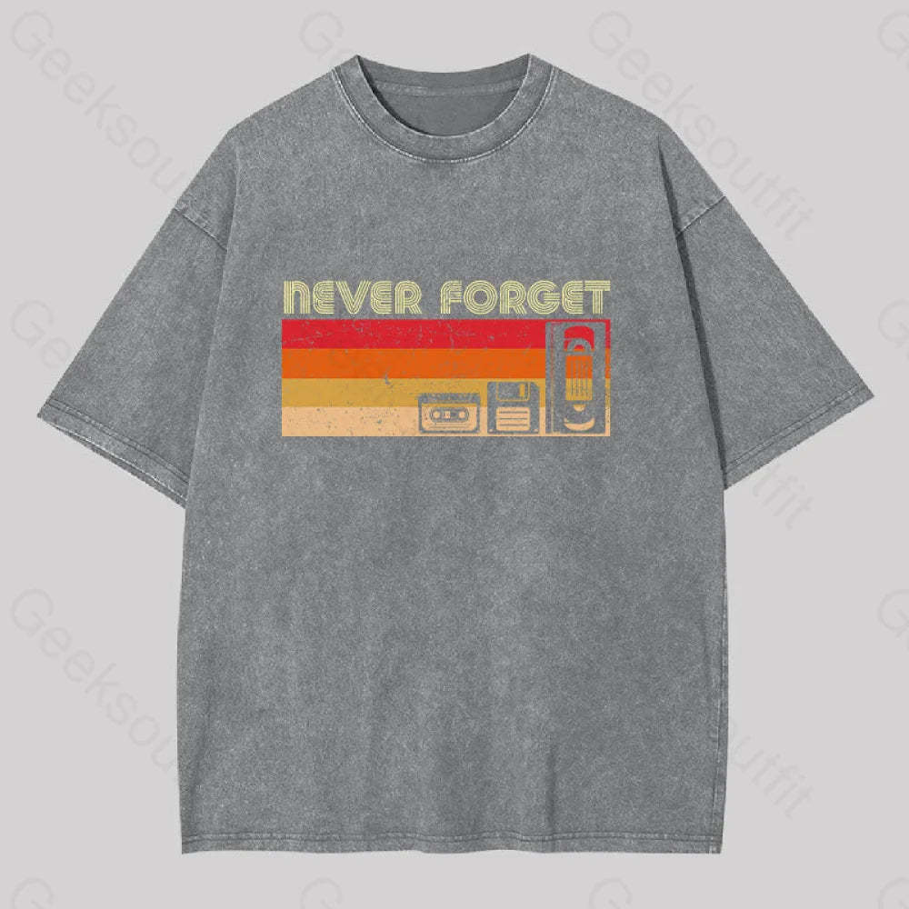 Never Forget Video Washed T-Shirt Grey / S