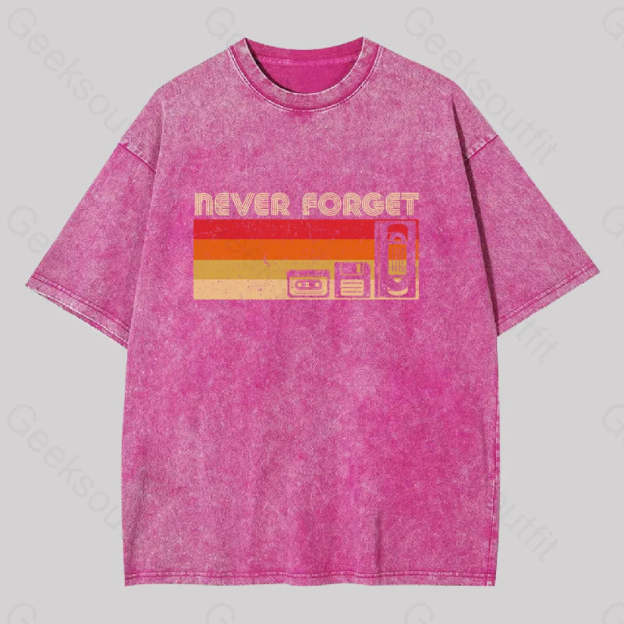 Never Forget Video Washed T-Shirt Rose Red / S
