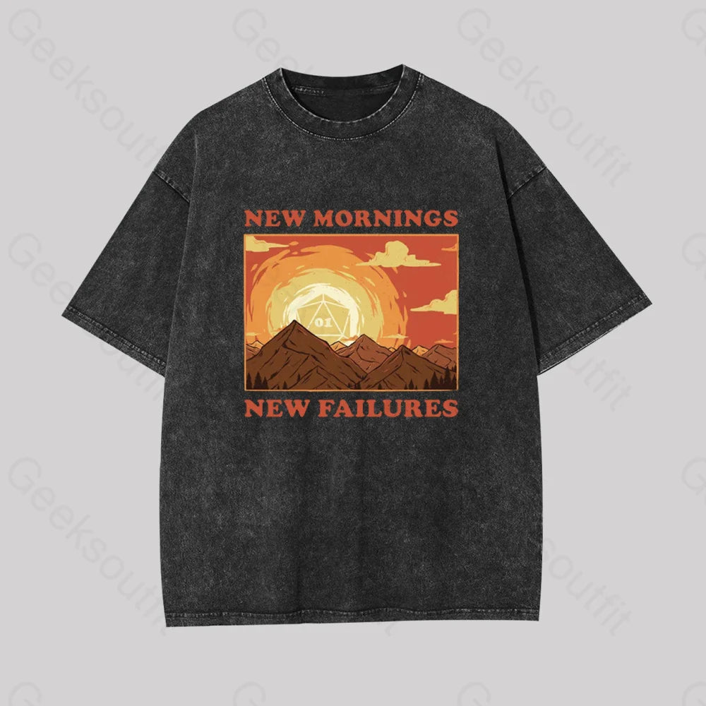 New Mornings Failures Geek Washed T-Shirt Black / S