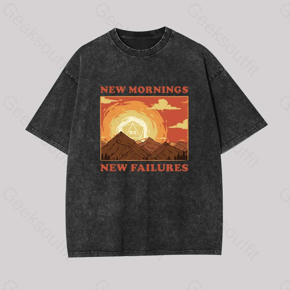 New Mornings Failures Geek Washed T-Shirt Black / S