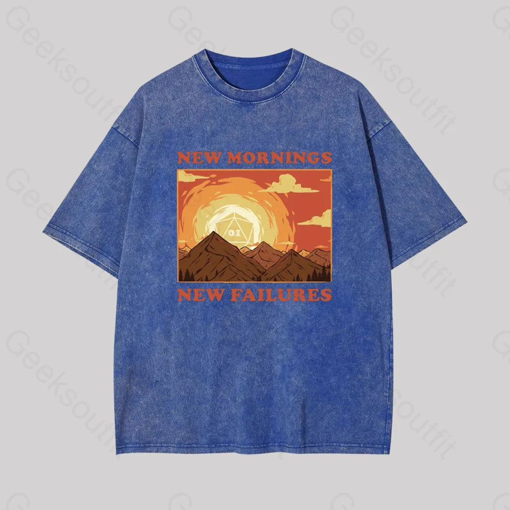 New Mornings Failures Geek Washed T-Shirt Blue / S