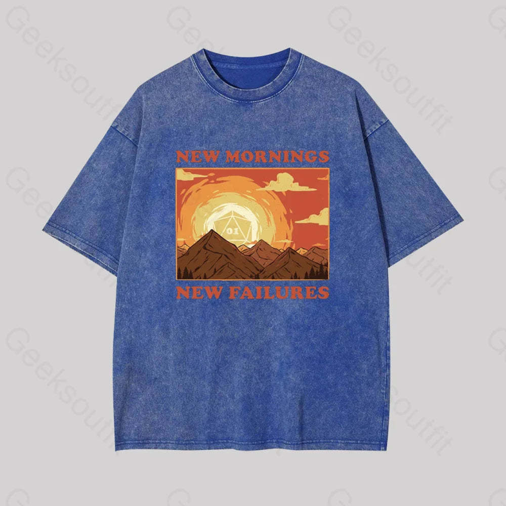 New Mornings Failures Geek Washed T-Shirt Blue / S