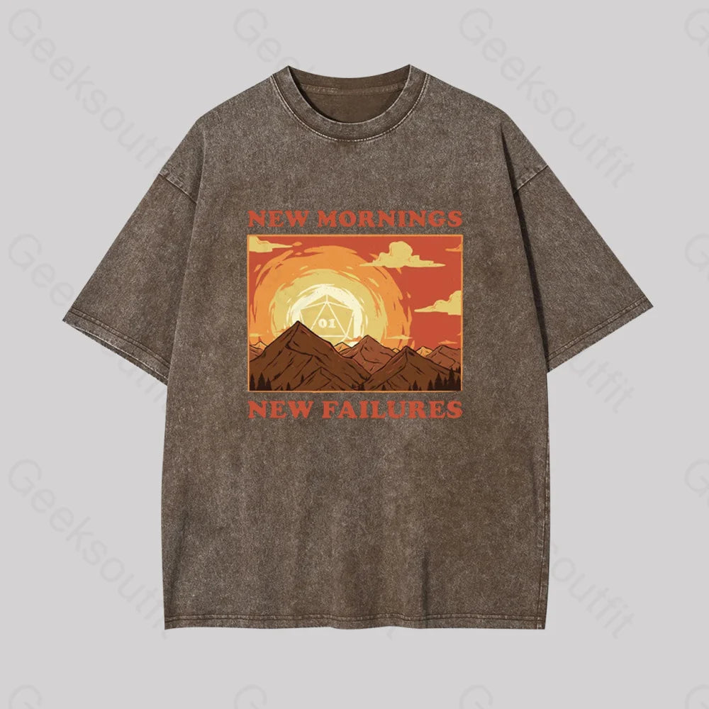 New Mornings Failures Geek Washed T-Shirt Coffee / S