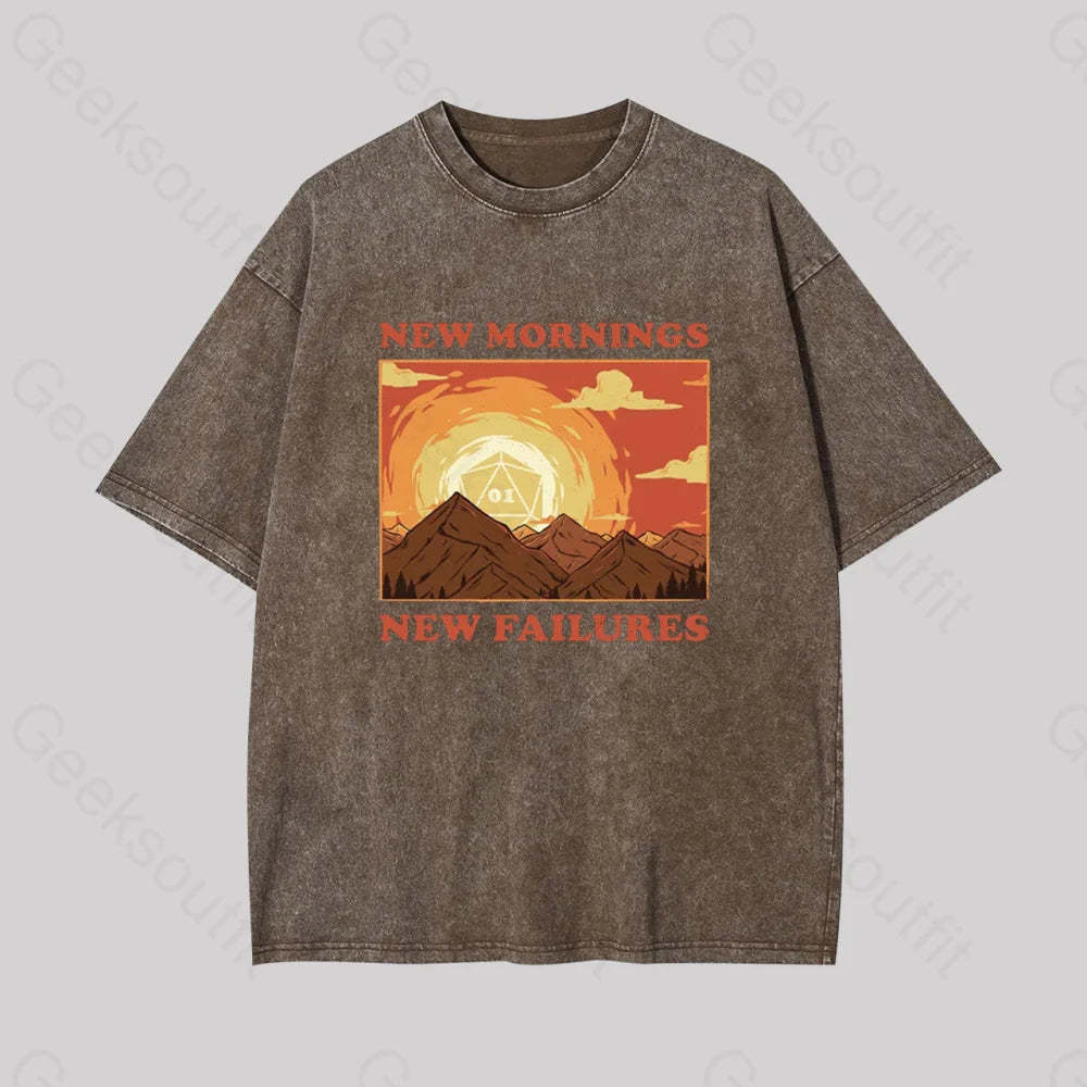 New Mornings Failures Geek Washed T-Shirt Coffee / S