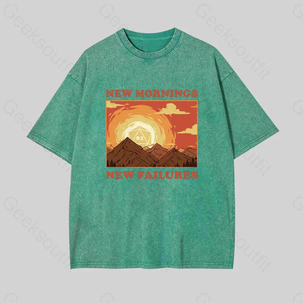 New Mornings Failures Geek Washed T-Shirt Grass Green / S