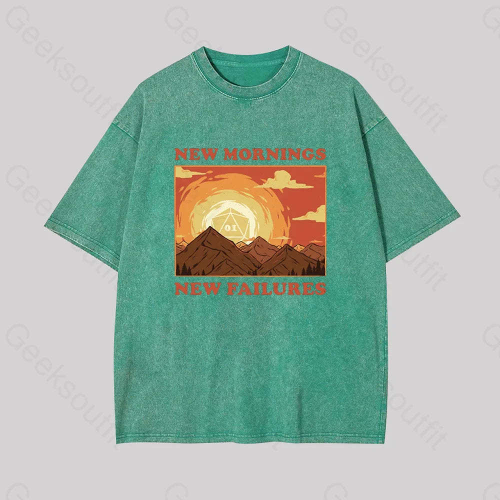 New Mornings Failures Geek Washed T-Shirt Grass Green / S