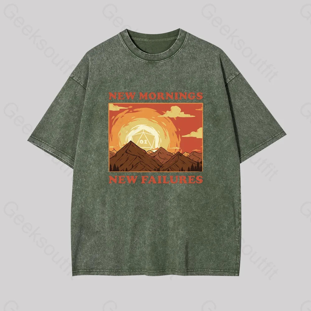 New Mornings Failures Geek Washed T-Shirt Grey / S