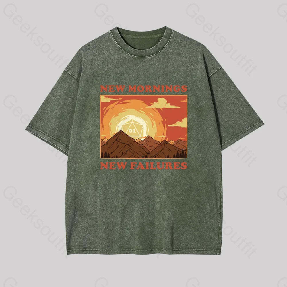 New Mornings Failures Geek Washed T-Shirt Grey / S