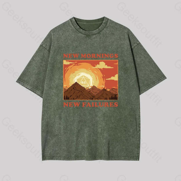 New Mornings Failures Geek Washed T-Shirt Grey / S