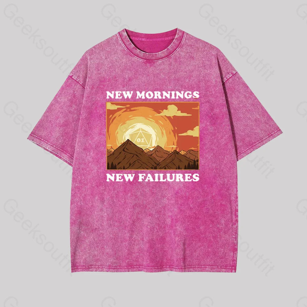 New Mornings Failures Geek Washed T-Shirt Rose Red / S