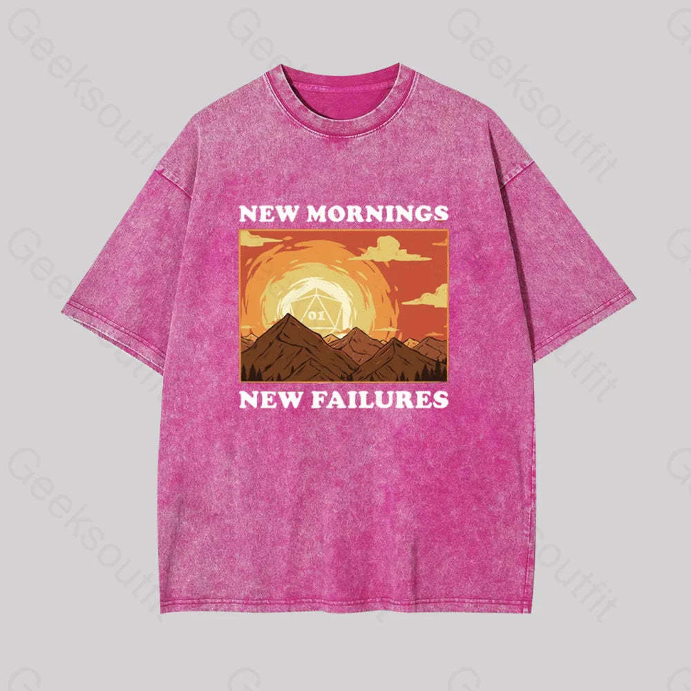 New Mornings Failures Geek Washed T-Shirt Rose Red / S