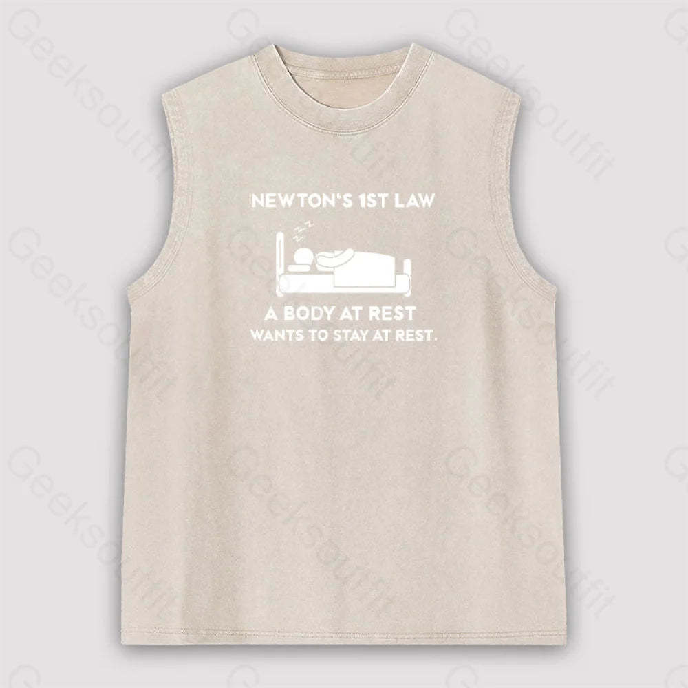 Newton’s First Law Unisex Washed Tank Apricot / S