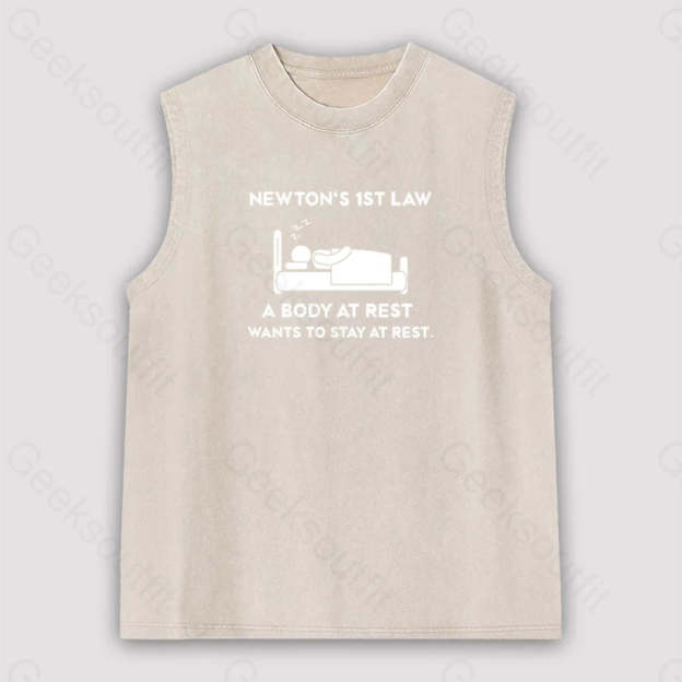 Newton’s First Law Unisex Washed Tank Apricot / S