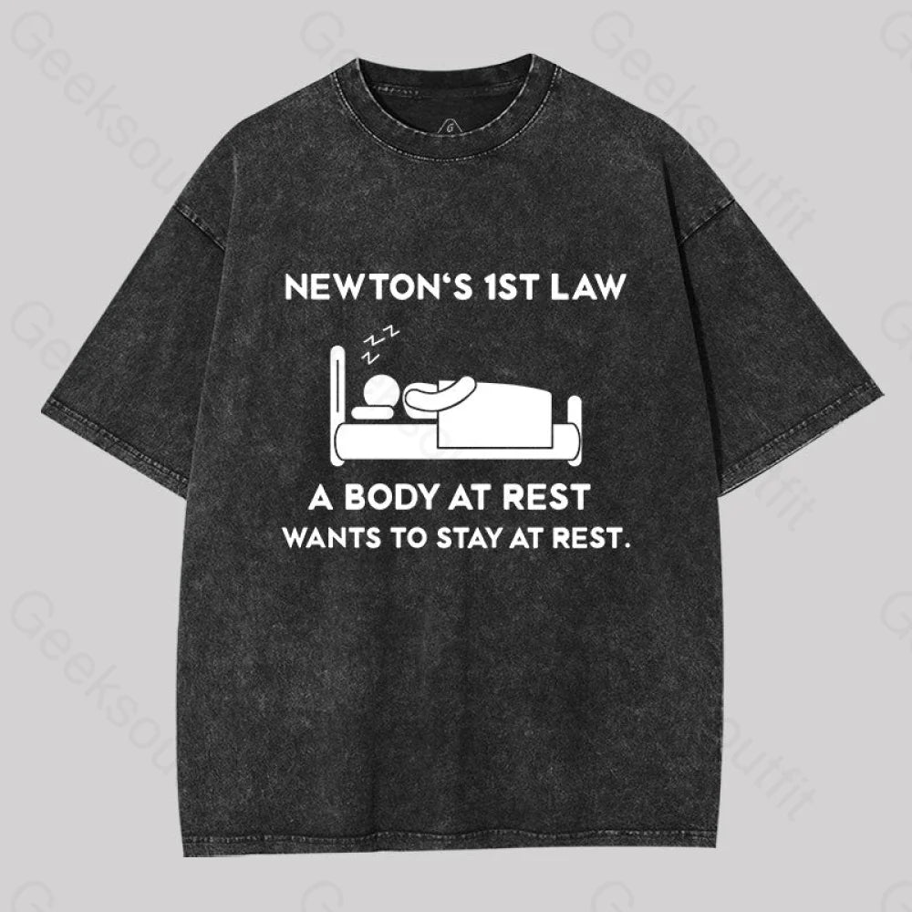 Newton?��s First Law Washed T-Shirt Black / S