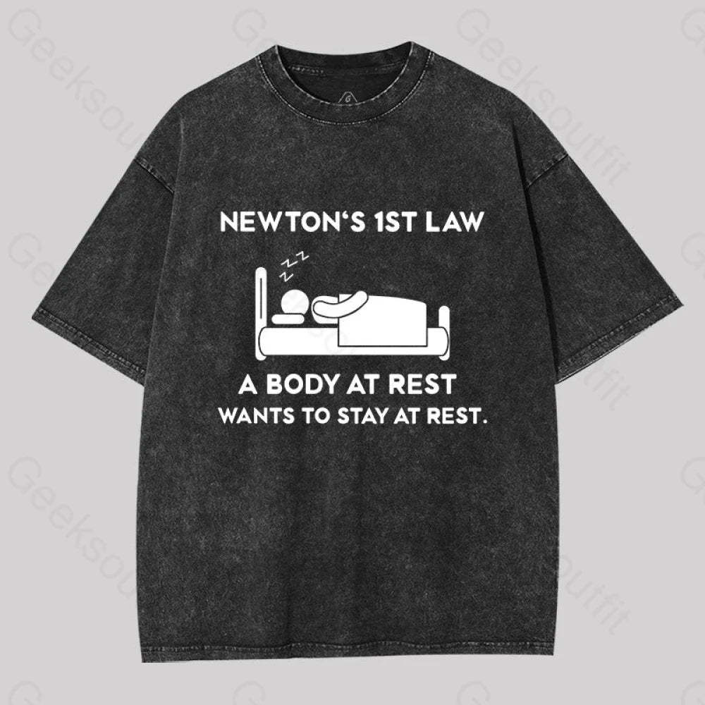 Newton?��s First Law Washed T-Shirt Black / S