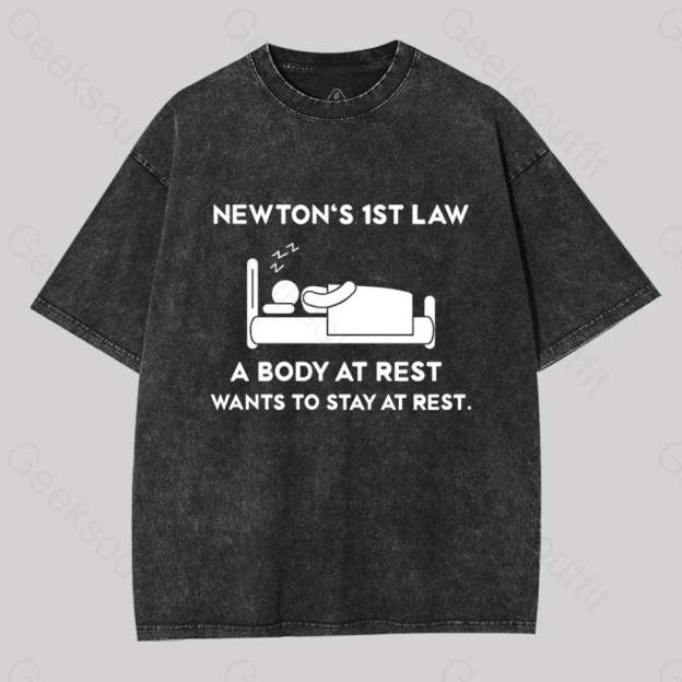 Newton?��s First Law Washed T-Shirt Black / S