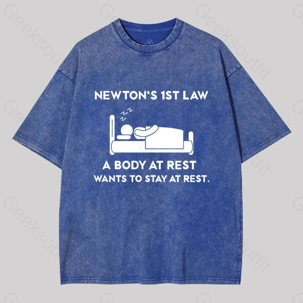 Newton?��s First Law Washed T-Shirt Blue / S