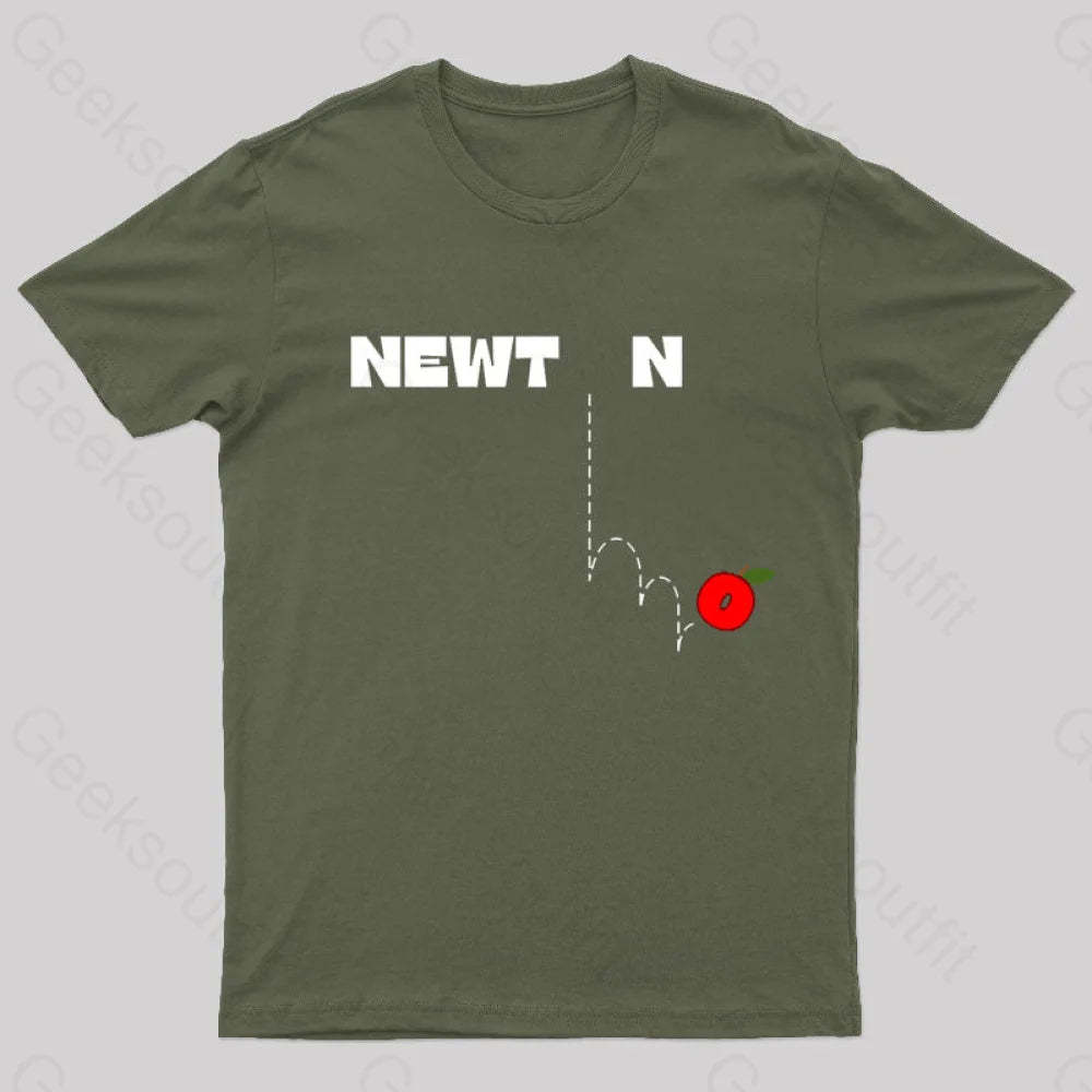 Newton’s Gravity Law Geek T-Shirt Army Green / S