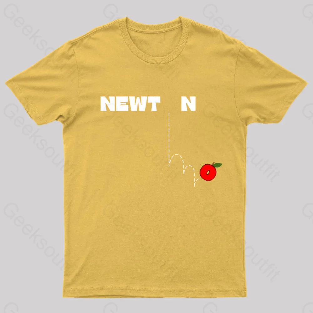 Newton’s Gravity Law Geek T-Shirt Yellow / S