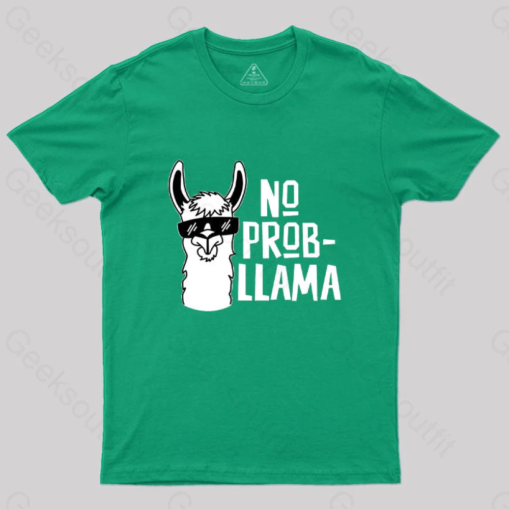 No Prob Llama T-Shirt Green / S