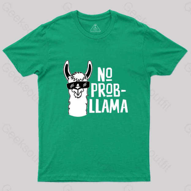No Prob Llama T-Shirt Green / S