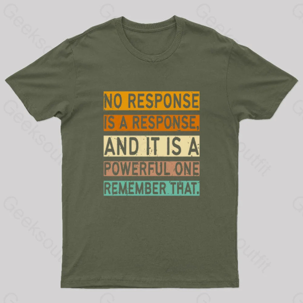 No Response Is A Nerd T-Shirt Army Green / S