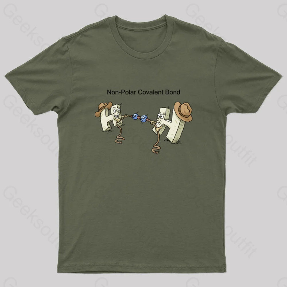 Non-Polar Covalent Bond Nerd T-Shirt Army Green / S