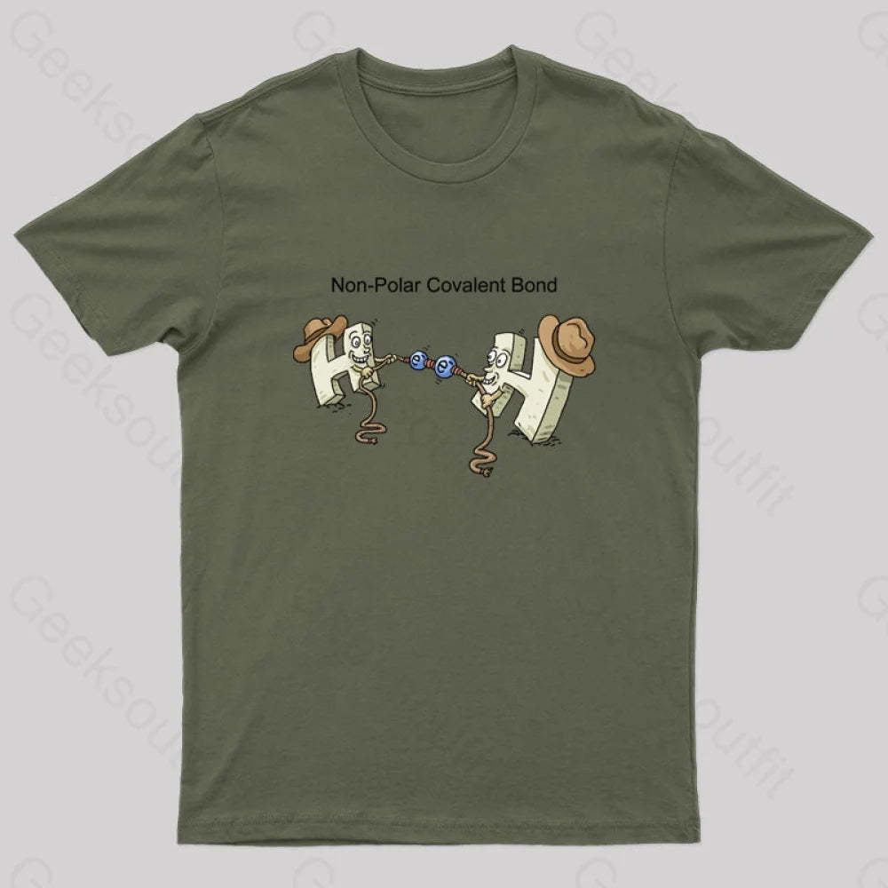Non-Polar Covalent Bond Nerd T-Shirt Army Green / S