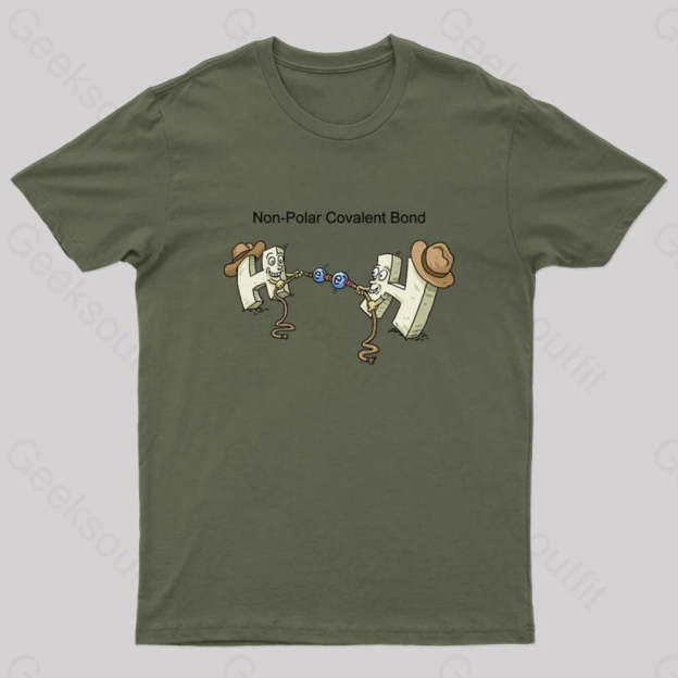 Non-Polar Covalent Bond Nerd T-Shirt Army Green / S