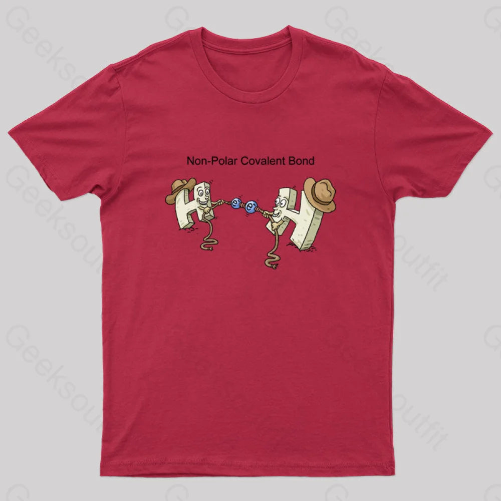 Non-Polar Covalent Bond Nerd T-Shirt Red / S