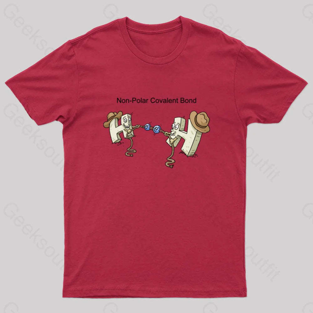 Non-Polar Covalent Bond Nerd T-Shirt Red / S