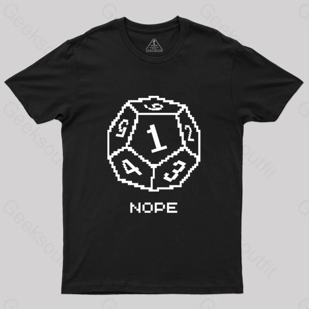 Nope Pixel Rpg Dice T-Shirt Black / S