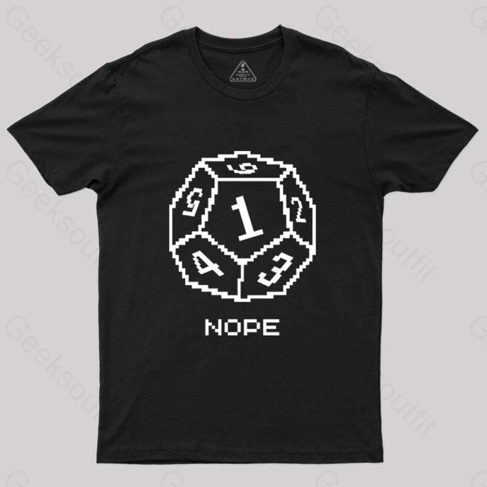 Nope Pixel Rpg Dice T-Shirt Black / S