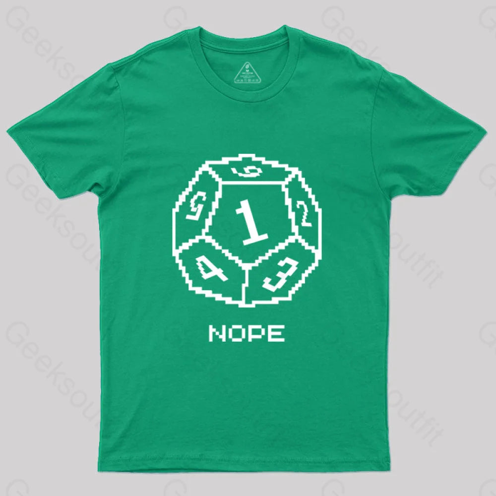 Nope Pixel Rpg Dice T-Shirt Green / S